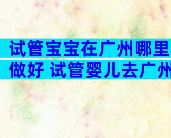 试管宝宝在广州哪里做好 试管婴儿去广州哪个医院有